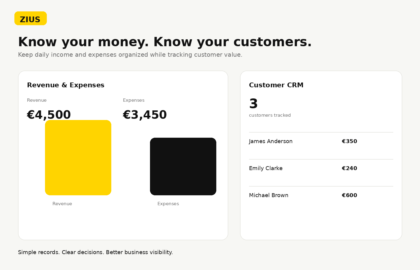 Zius Business Manager Dashboard - English Version